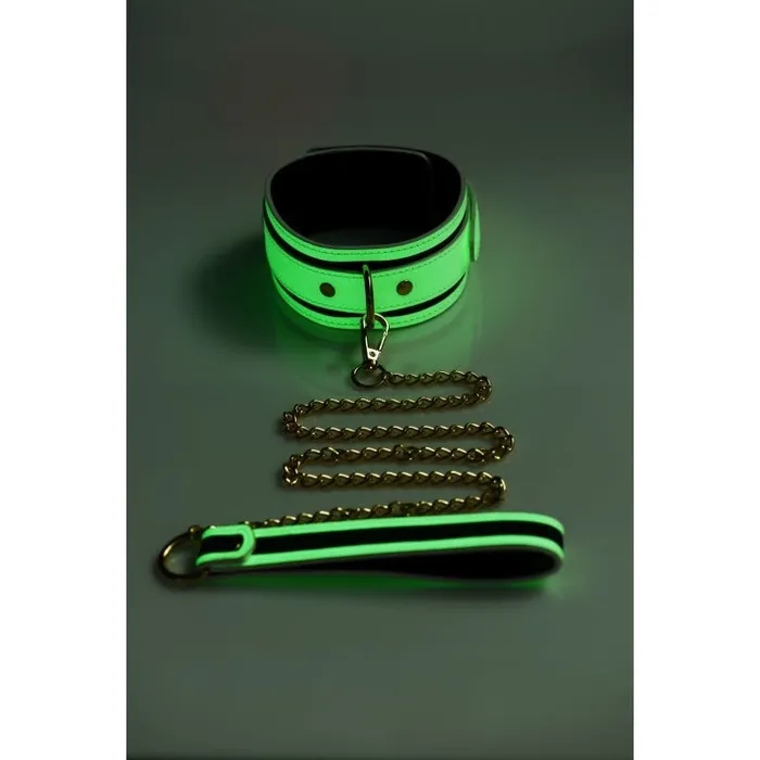 Master Series Dildos Kink in the Dark Glowing Collar and Lead Fluro Green