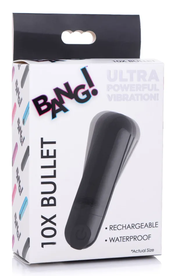 Female Sex Toys XR Brands Bang 10x Rechargeable Vibrating Metallic Bullet Black Female Sex Toys XR Brands Bang 10x Rechargeable Vibrating Metallic Bullet Black