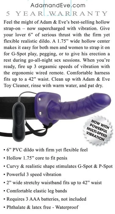 Evolved Novelties Female Sex Toys Adam Eve Universal Hollow Strap On Vibrating