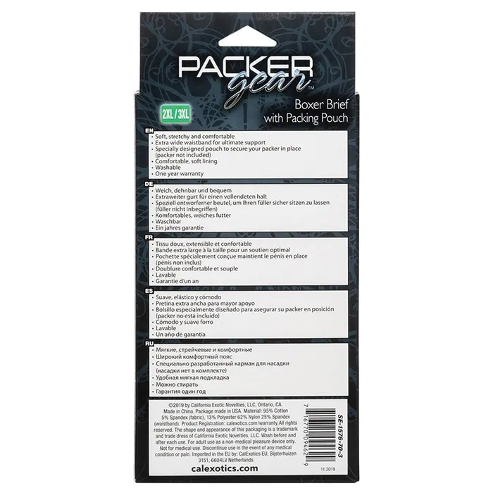 CAL EXOTICS Female Sex Toys Packer Gear Boxer Brief with Packing Pouch 2XL3XL