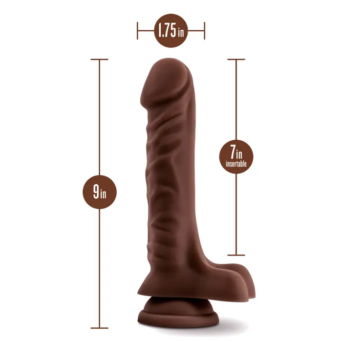 Dildos Coverboy By Blush The DJ Realistic Chocolate 9Inch Long Dildo With Balls Suction Cup Base Blush