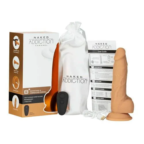 Dildos Naked Addiction 8 inches Rotating and Vibrating Dong Caramel BMS Enterprises