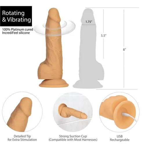 Dildos Naked Addiction 8 inches Rotating and Vibrating Dong Caramel BMS Enterprises