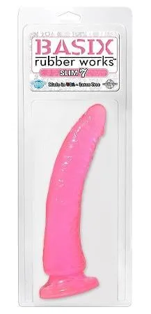Dildos Pipedream Products Basix Rubber Works Slim 7 Pink Dong