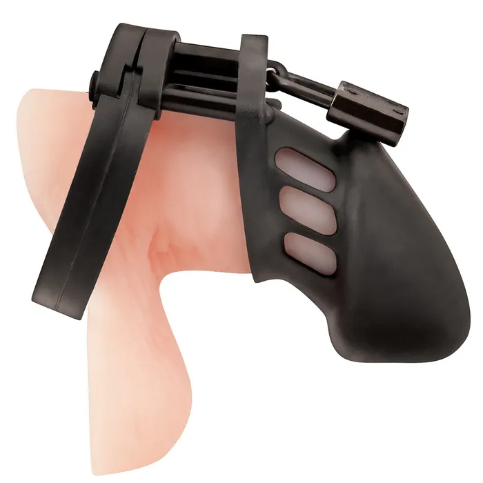 Electric Eel Anal Blue Line Silicone Chastity Cage in Black Electric Eel Anal Blue Line Silicone Chastity Cage in Black