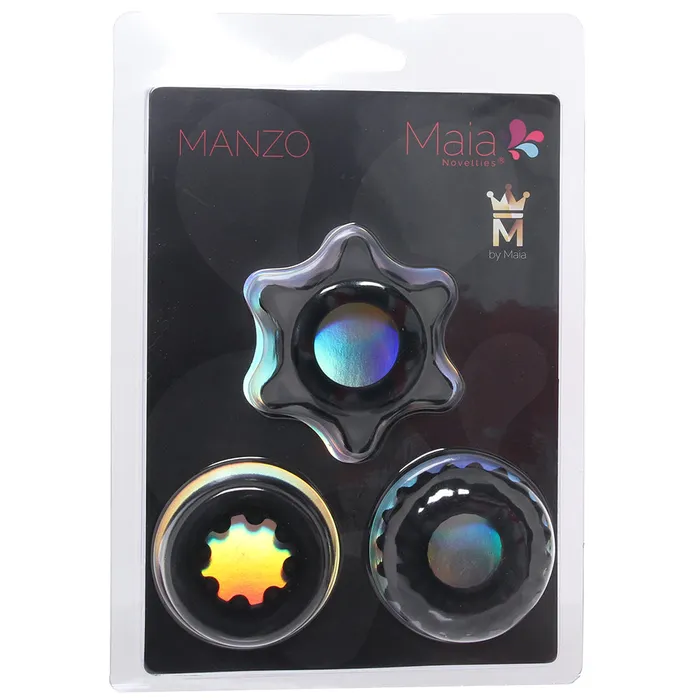 Manzo Liquid Silicone Ring Set in Black Maia Female Sex Toys