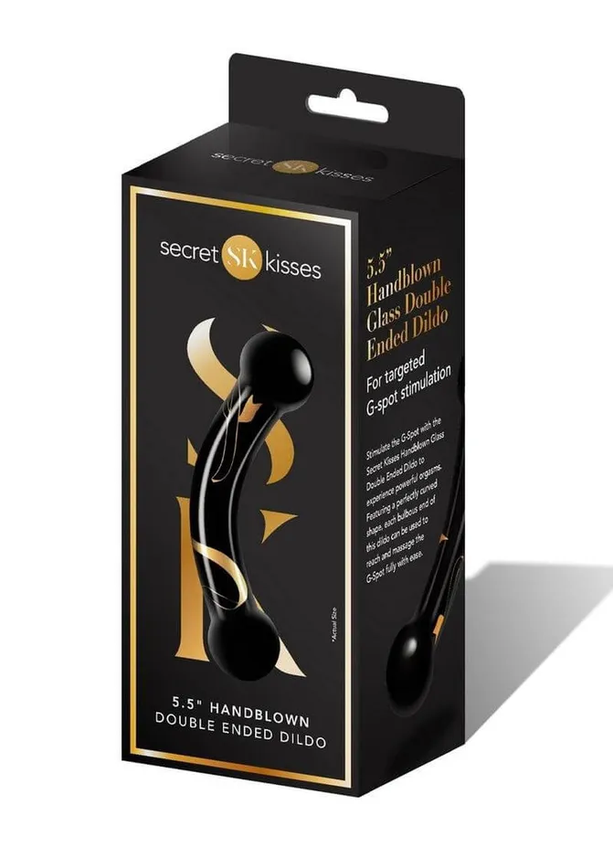 Secret Kisses 55 inches Double Ended Glass Dildo Black and Gold XGen Products Dildos