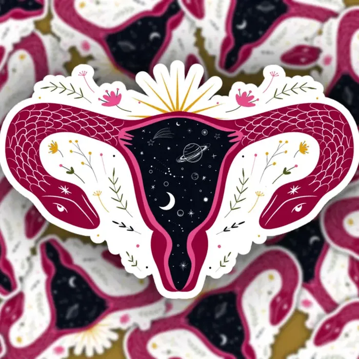 Pretty Toxic Stickers Vibrators Celestial Snake Uterus Sticker