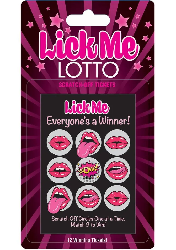 Adult Party and Games Vibrators Lick Me Lotto Scratch Off Tickets