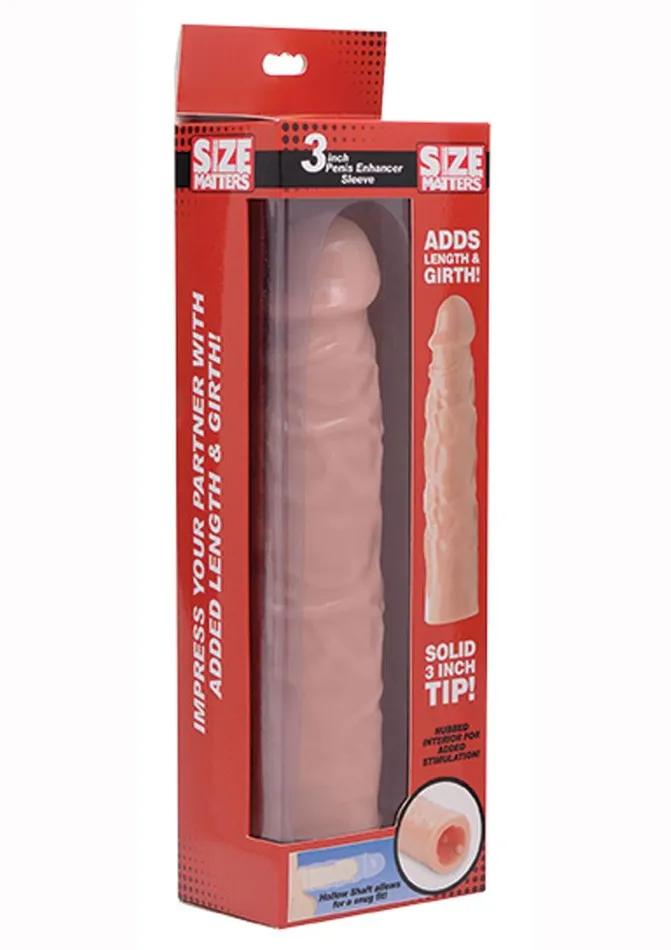 Male Sex Toys Size Matters Penis Extender Sleeve 3in Vanila Size Matters