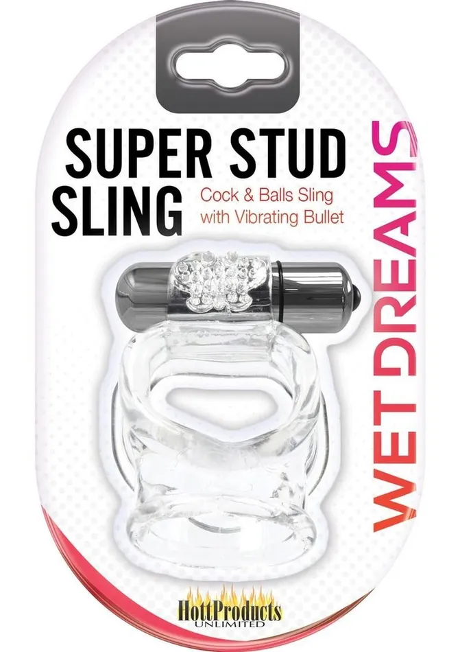 Male Sex Toys Wet Dreams Wet Dreams Vibrating Super Stud Sling Silicone Cock Ring Waterproof
