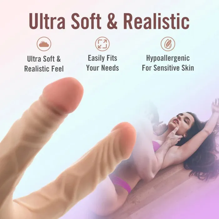 Dildos Dr Skin Plus 14 Posable Double Dong Beige Blush