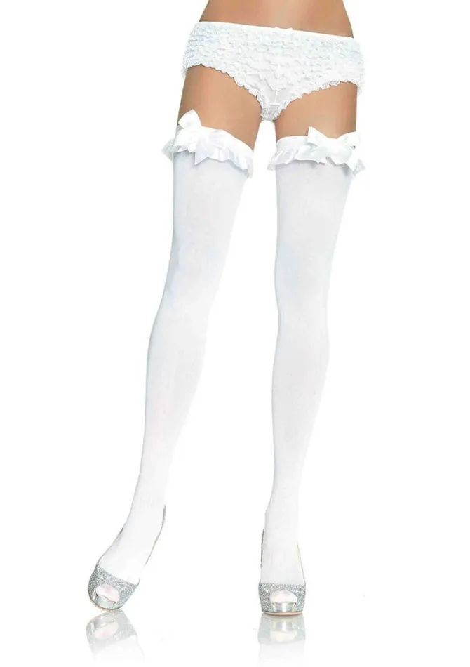 Male Sex Toys Leg Avenue Opaque Thigh Highs With Satin Ruffle Trim and Bow One Size Male Sex Toys Leg Avenue Opaque Thigh Highs With Satin Ruffle Trim and Bow One Size
