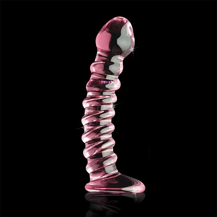 The Flirtation Station Dildos Pink Twist Glass Dildo