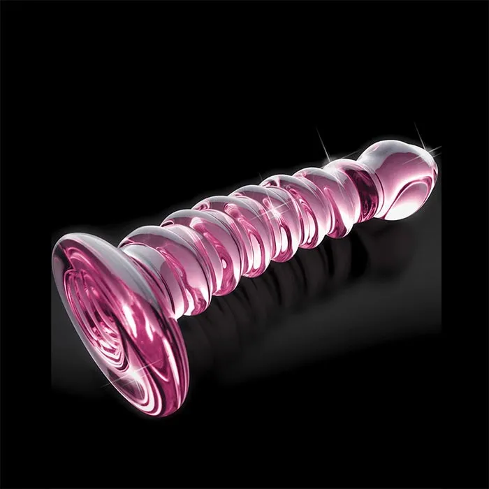 The Flirtation Station Dildos Pink Twist Glass Dildo