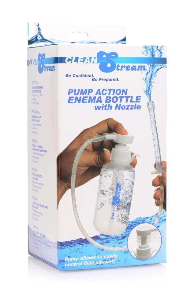 XR Brands Clean Stream Male Sex Toys Pump Action Enema Bottle With Nozzle