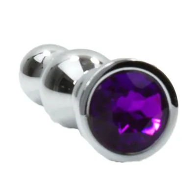 Castle Megastore Anal Metal Pleasure Play Tapered Purple Jewel Butt Plug