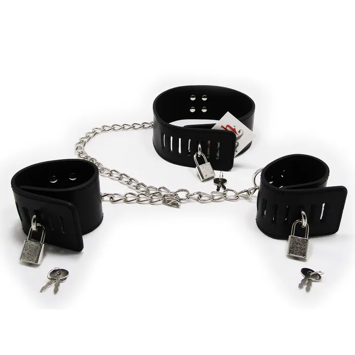 Fetish Pleasure Play Collar wWrist Restraints Castle Megastore Couples