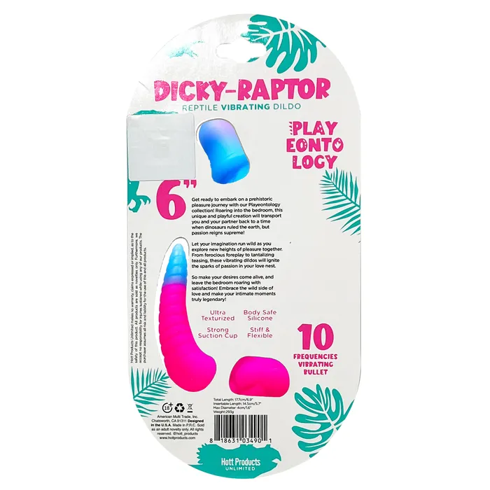 HOTT PRODUCTS UNLIMITED Vibrators 6 DICKY RAPTOR VIBRATING DILDO