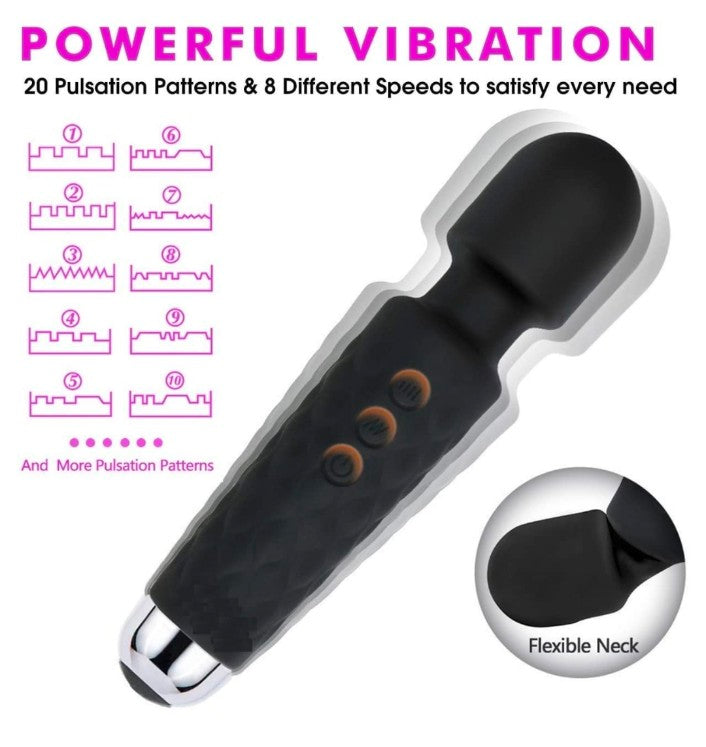 Full Body Massager for Women & Men, Rechargeable Wireless Massager Machine for Handheld Massager with Medical Grade Silicone, 8 Speeds, 20 Modes