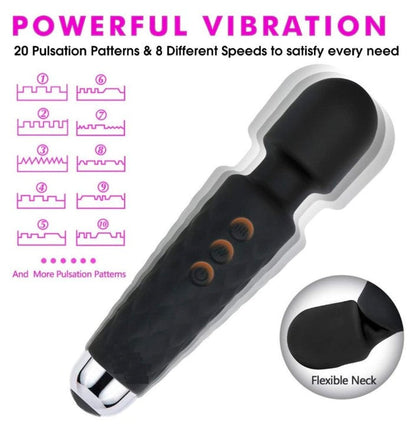 Full Body Massager for Women & Men, Rechargeable Wireless Massager Machine for Handheld Massager with Medical Grade Silicone, 8 Speeds, 20 Modes
